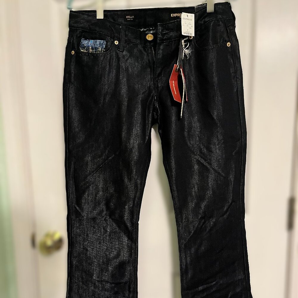 NWT Womens Express jeans stella boot Cut Regular Fit Size 6 Sequins